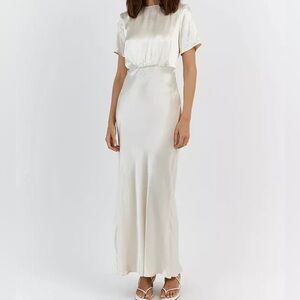 DISSH AISLE PEARL SATIN MIDI DRESS